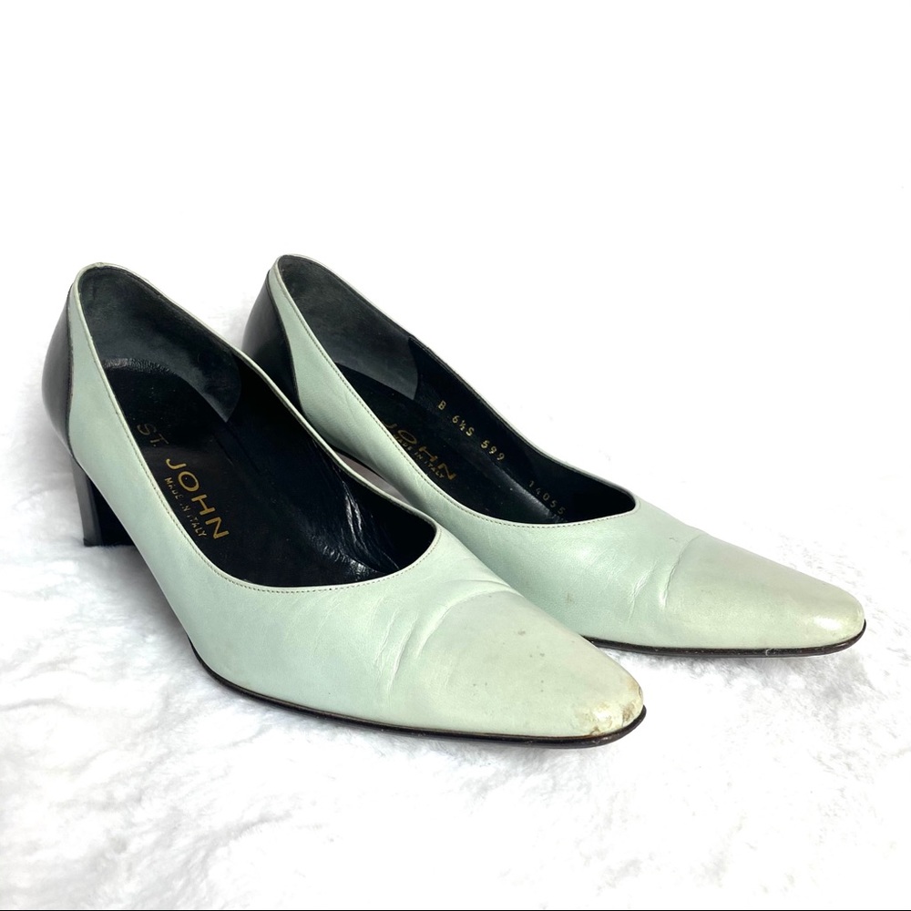 St. John Vintage Blue Black Block Heel Heels
